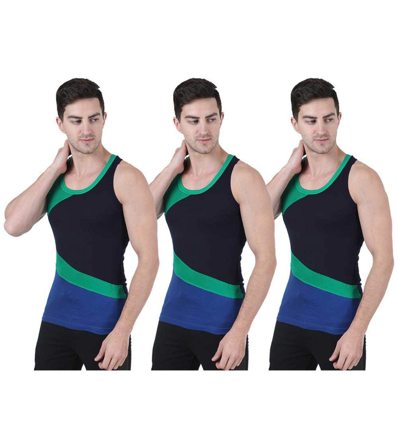 Men’s Gym Vest Combo Pack of 3 - Sleeveless Round Neck